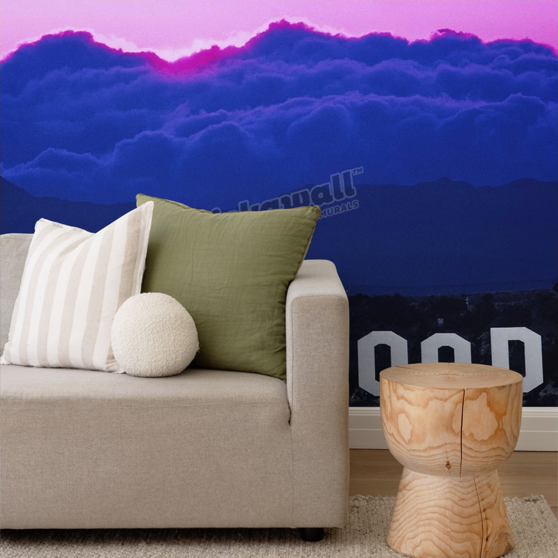 Hollywood sign, dusk wallpaper in a living room - Pickawall