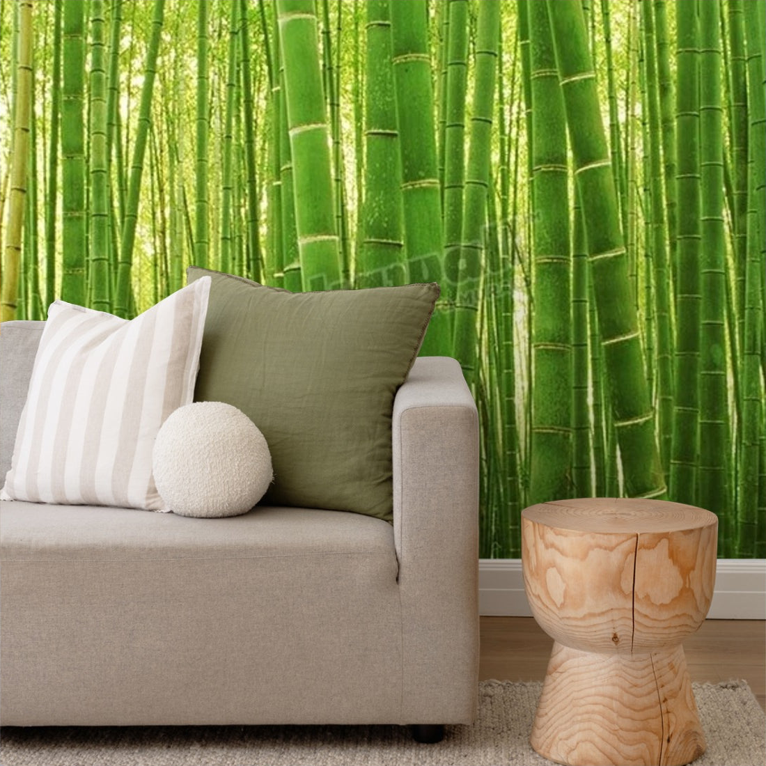 Bamboo forest at Sagano Arashiyama near Kyoto, Japan wallpaper in a living room - Pickawall