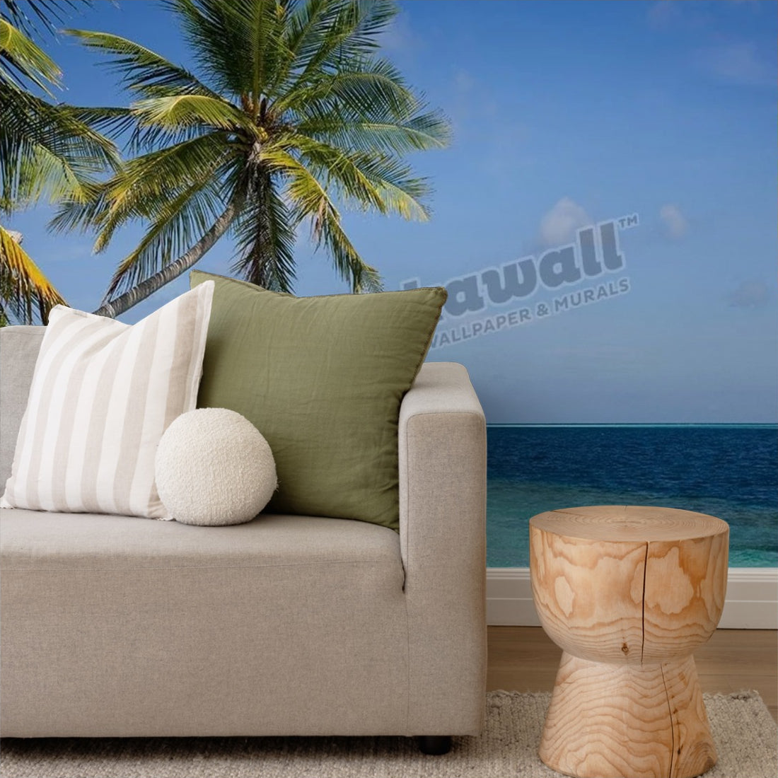 Rope swing wallpaper in a living room - Pickawall