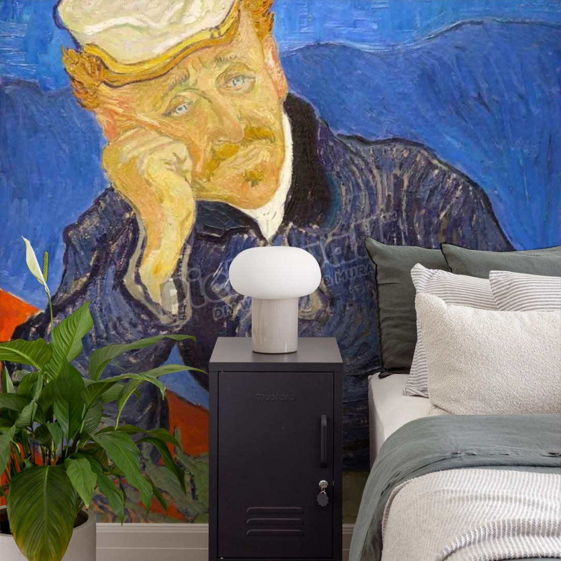 Dr Paul Gachet, 1980, by Vincent van Gogh wallpaper in a bedroom - Pickawall