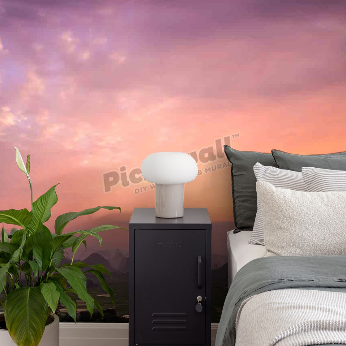 Karst Mountain Landscape in Guilin, Guangxi, China wallpaper in a bedroom - Pickawall