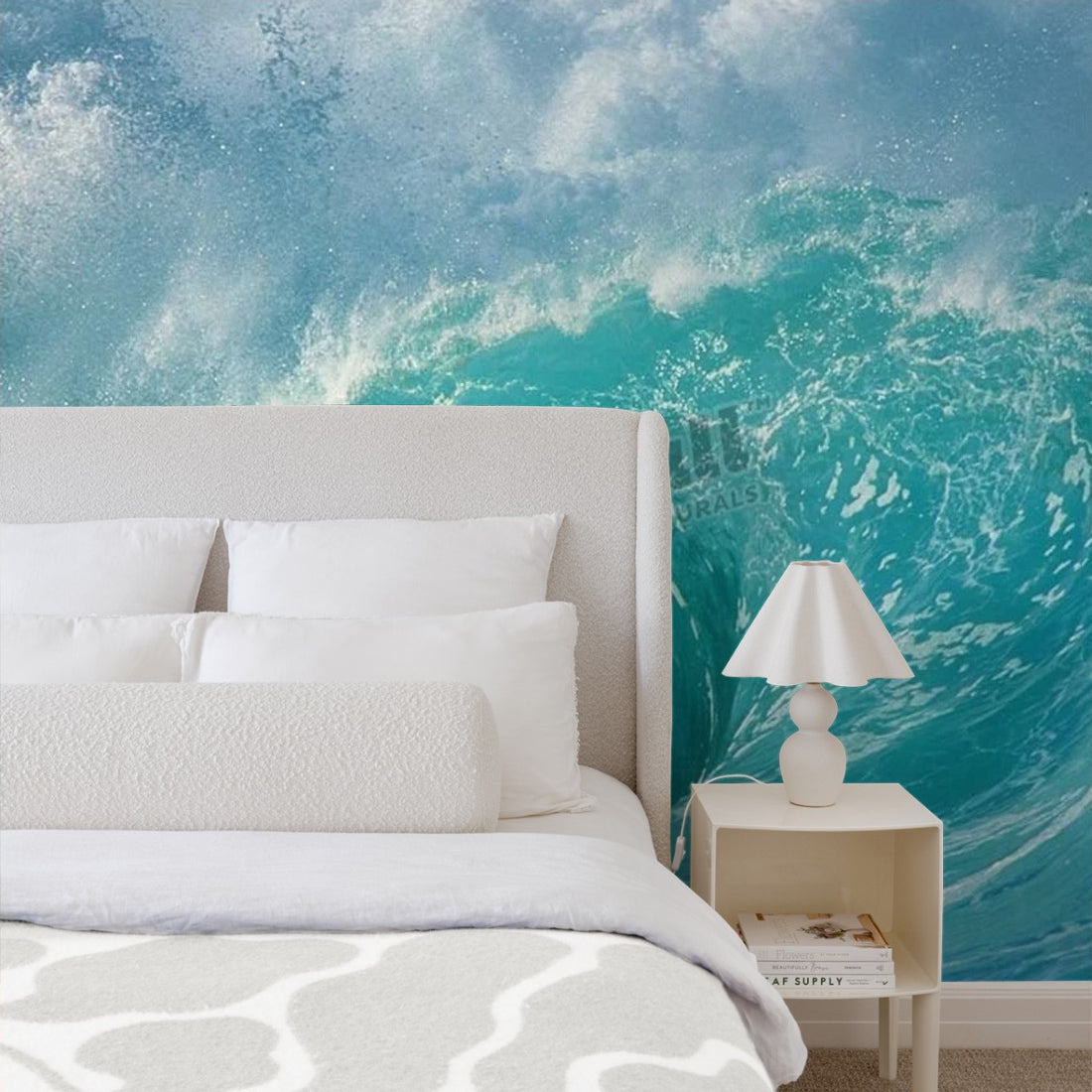 Breaking wave wallpaper in a bedroom - Pickawall
