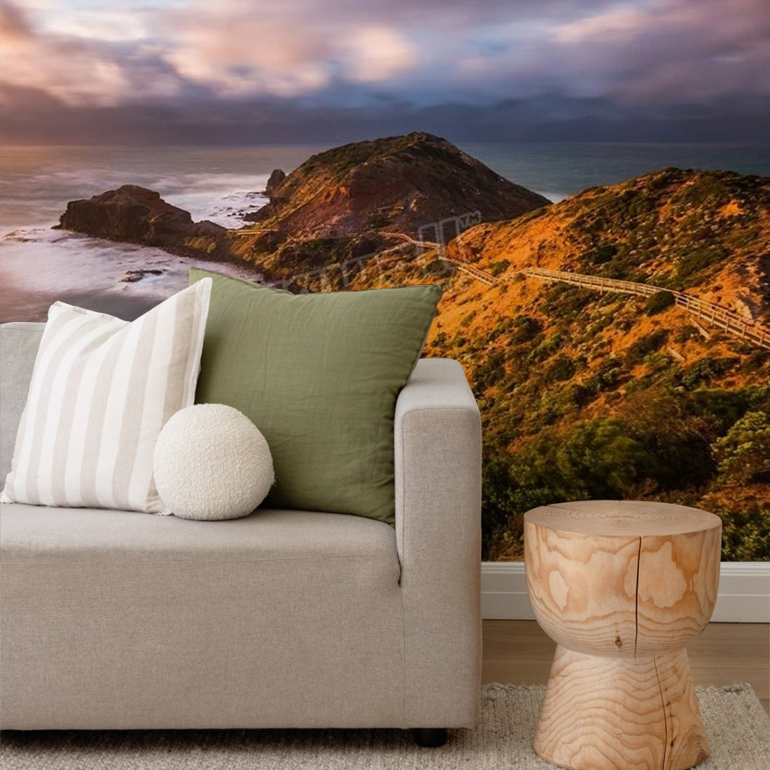 Cape Schanck Sunrise wallpaper in a living room - Pickawall