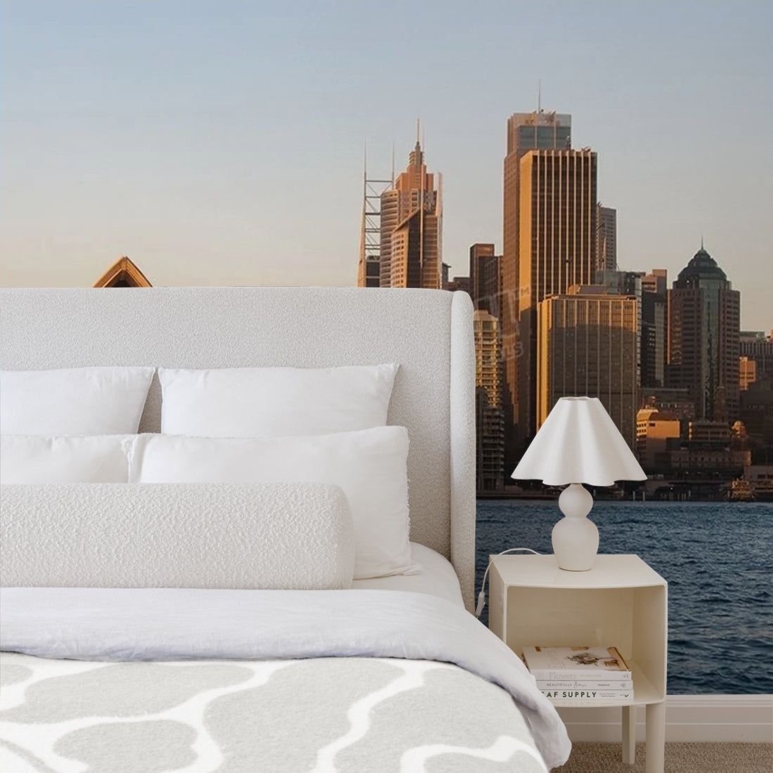 Sydney skyline city wallpaper in a bedroom - Pickawall
