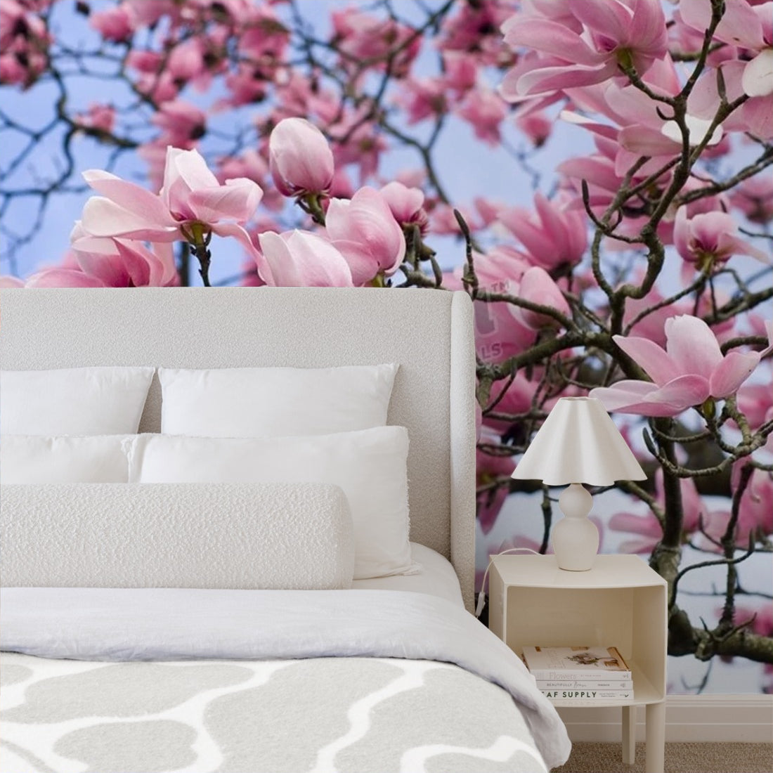 Magnolia campbellii wallpaper in a bedroom - Pickawall