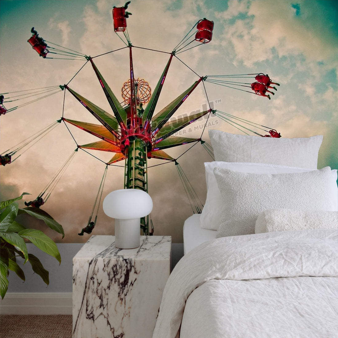 Merry go round Paris wallpaper in a bedroom - Pickawall