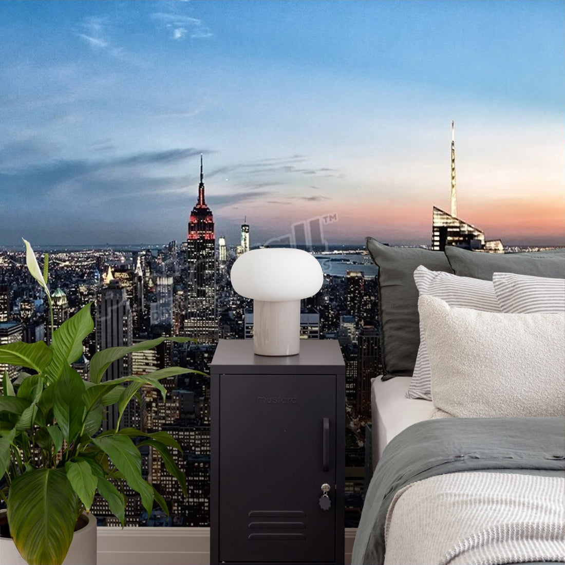 New York city wallpaper in a bedroom - Pickawall