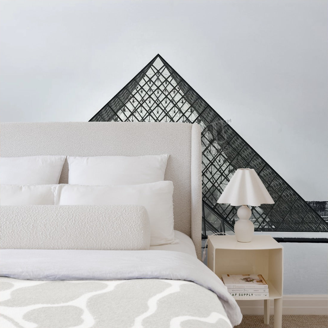 Louvre Pyramid wallpaper in a bedroom - Pickawall