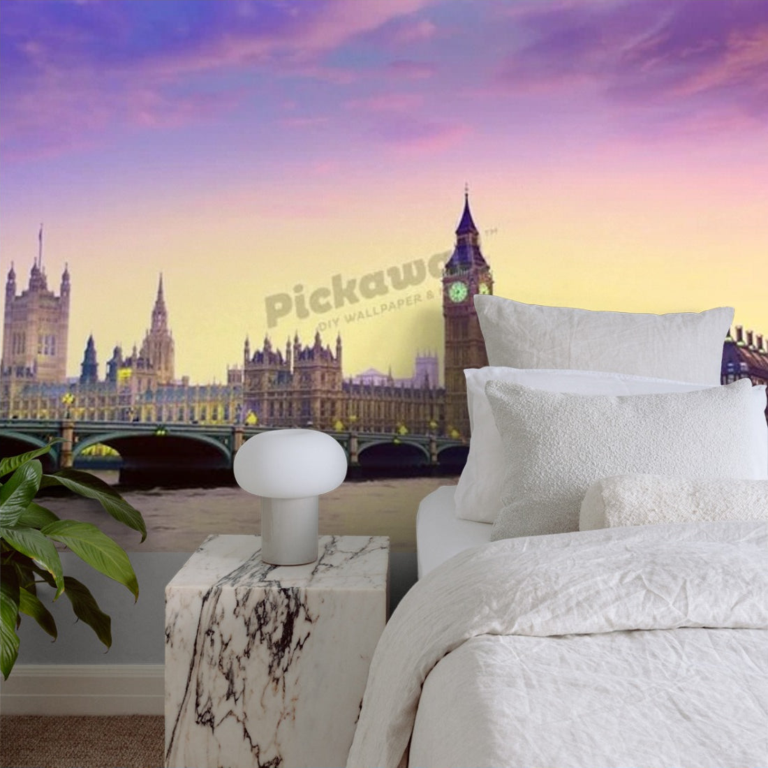 The Houses of Parliament, London wallpaper in a bedroom - Pickawall