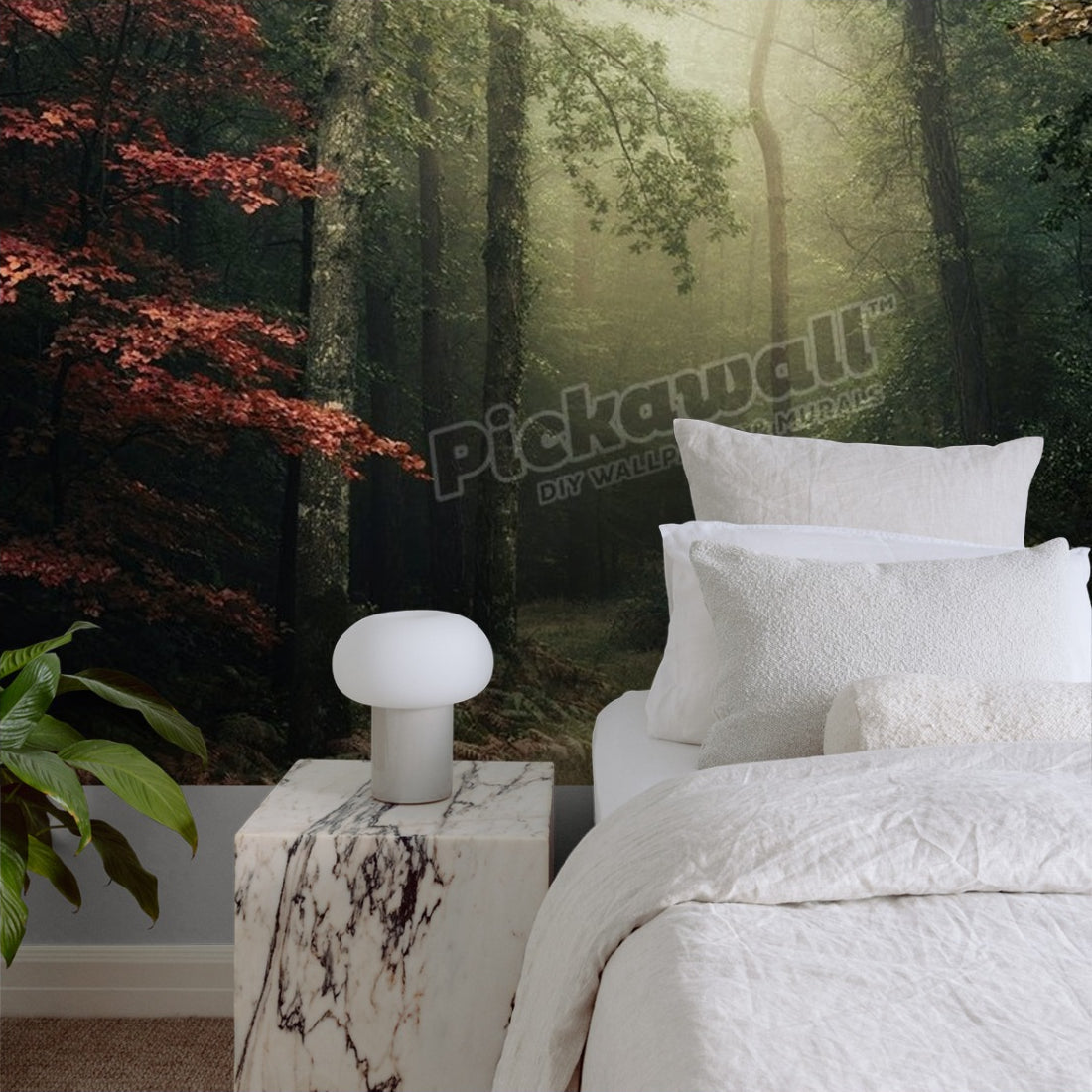 broceliande wallpaper in a bedroom - Pickawall