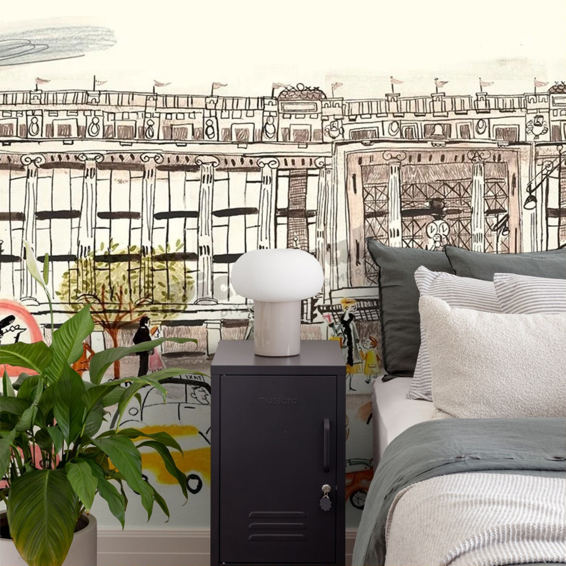 London streets wallpaper in a bedroom - Pickawall