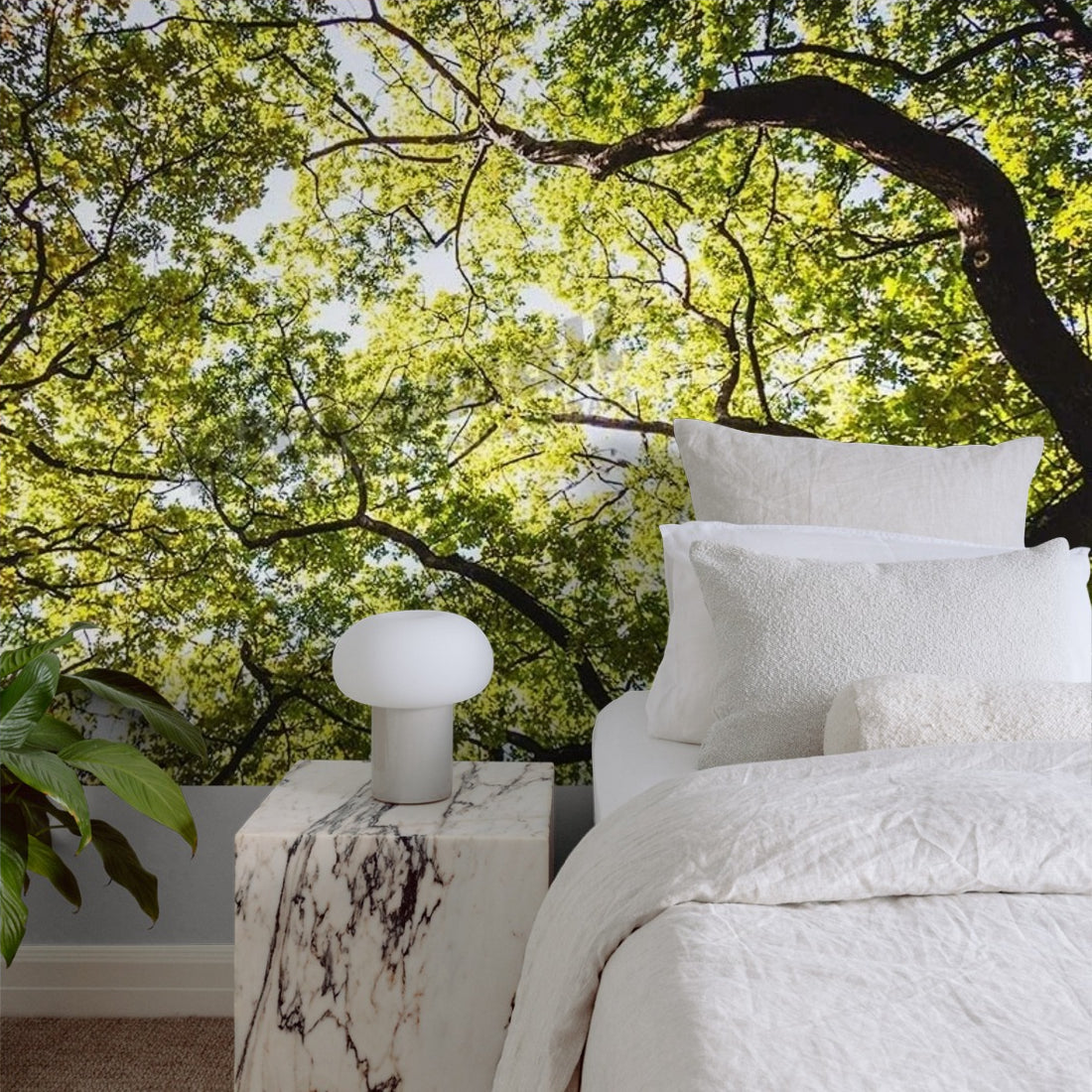 Leaf Canopy wallpaper in a bedroom - Pickawall