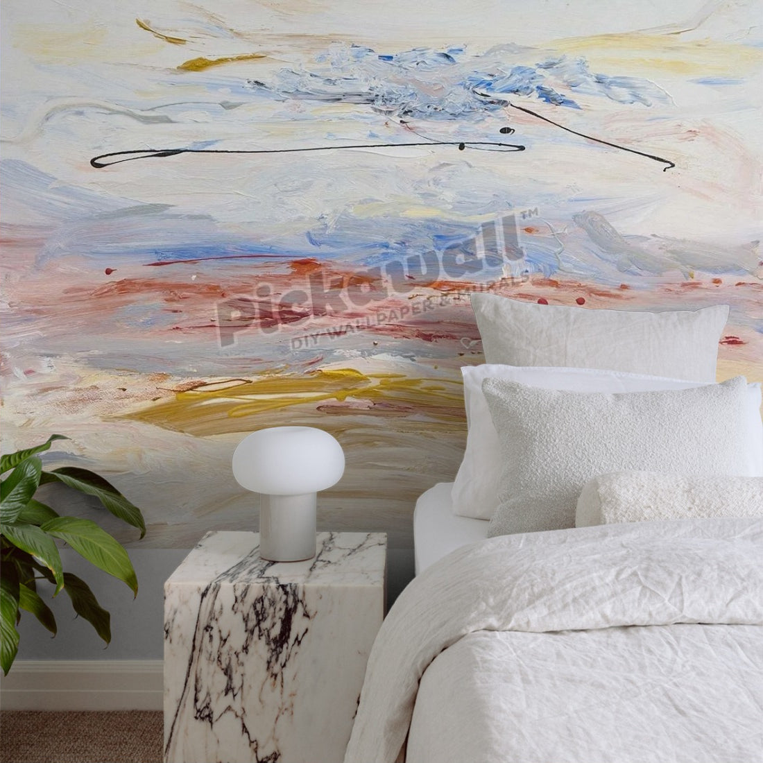 Golden Light wallpaper in a bedroom - Pickawall