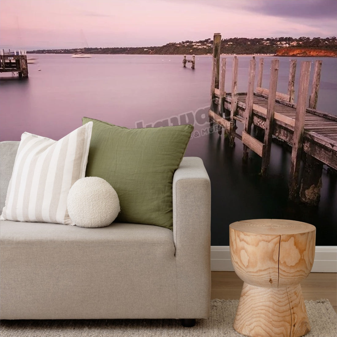 Mornington Pier wallpaper in a living room - Pickawall