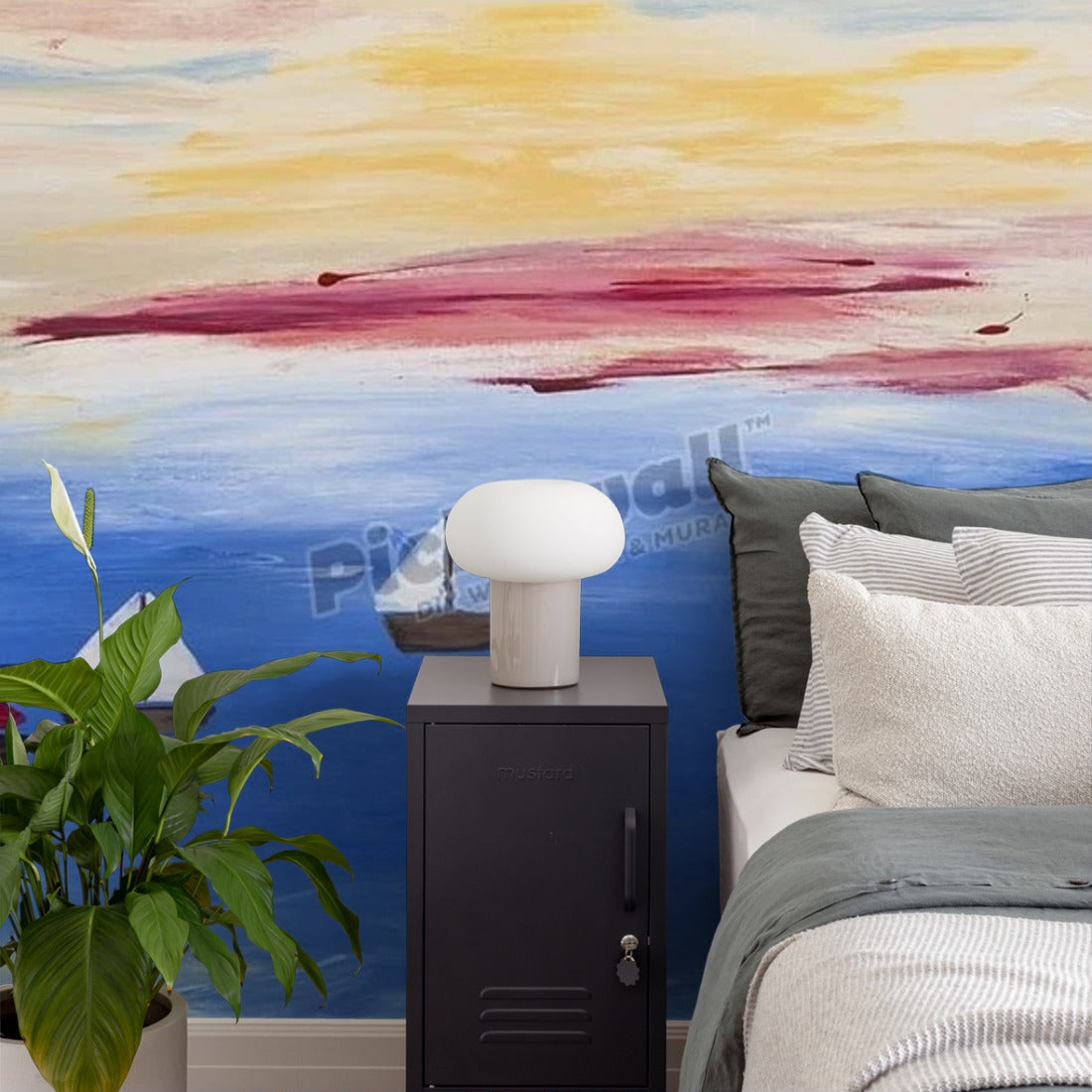 Minnows Sailing wallpaper in a bedroom - Pickawall