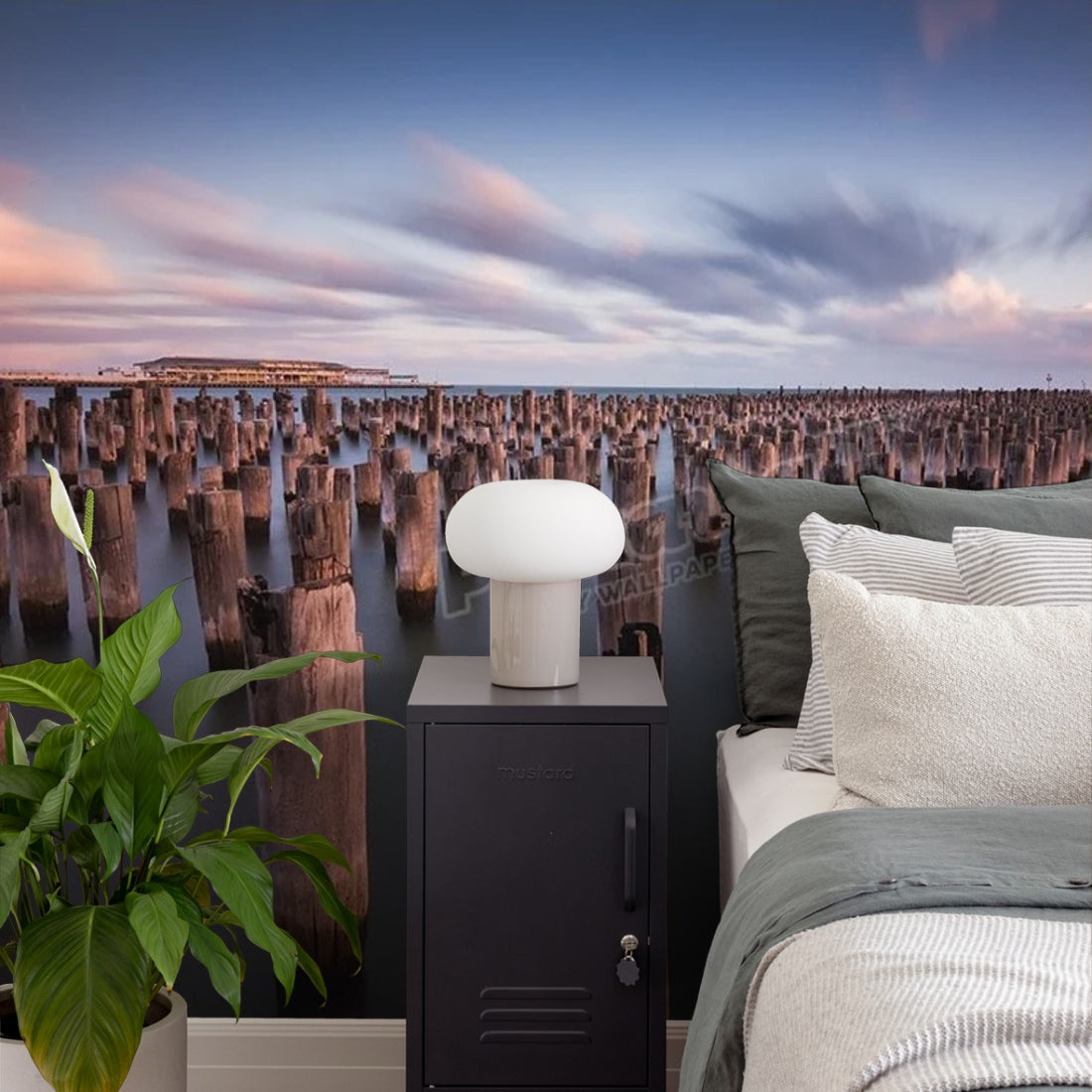 Princes Pier Pylons wallpaper in a bedroom - Pickawall
