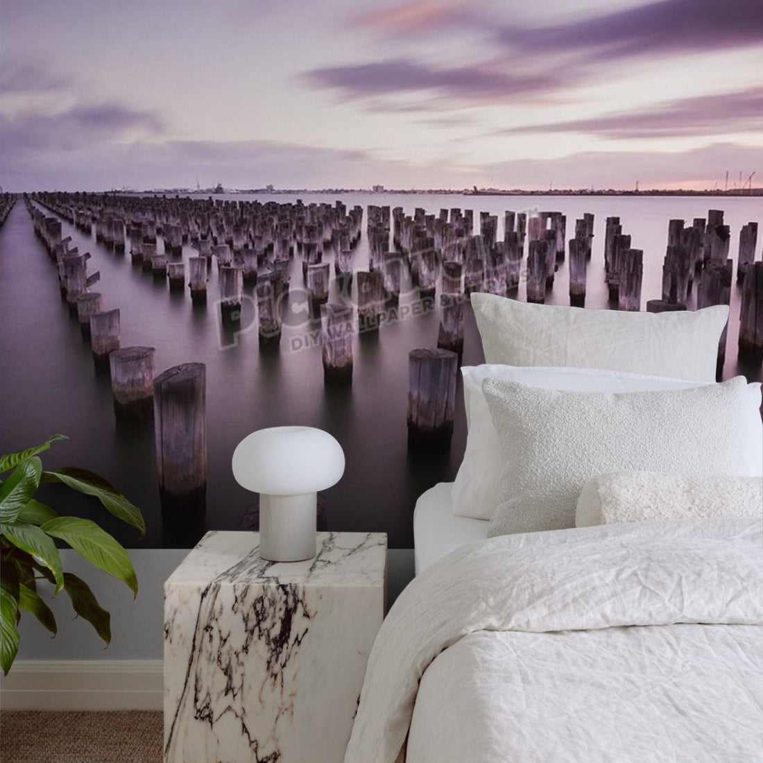 Pylons Sunset, Port Melbourne wallpaper in a bedroom - Pickawall