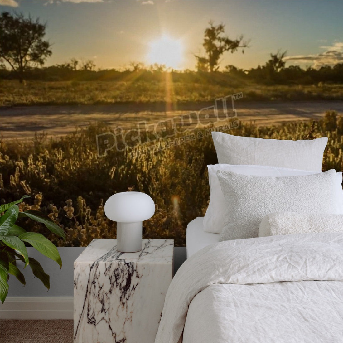 Mildura Sunset wallpaper in a bedroom - Pickawall