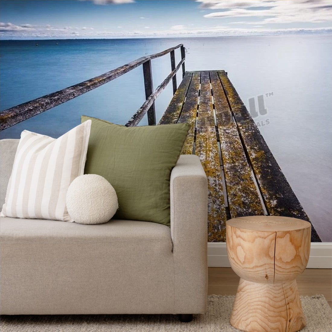 Sorrento Old Pier wallpaper in a living room - Pickawall