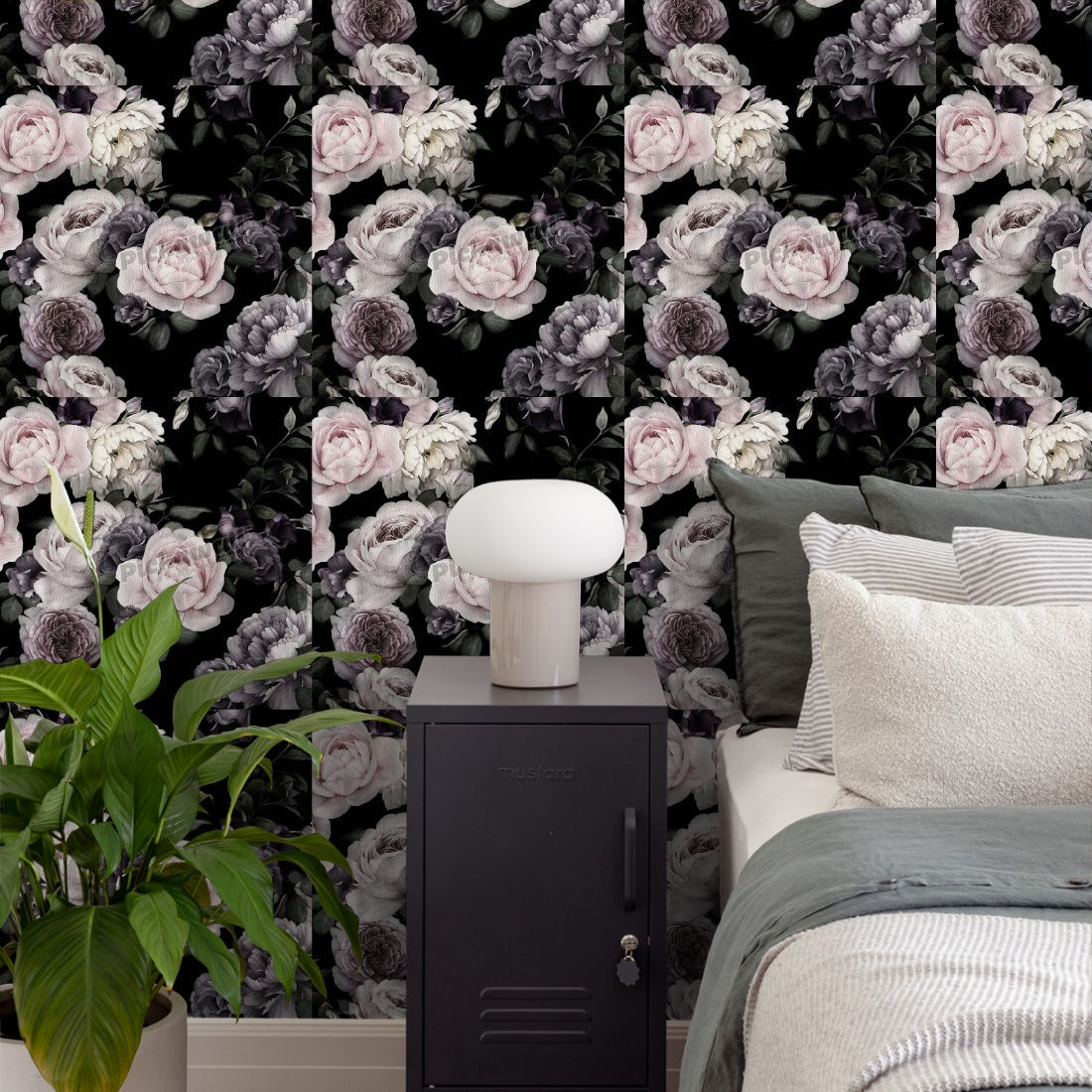 Muted Colour Floral Pattern wallpaper in a bedroom - Pickawall
