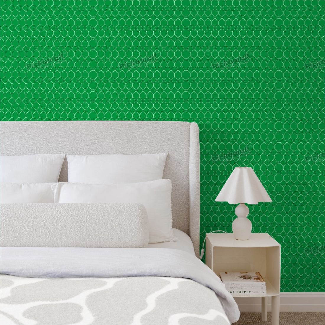 Emerald green Casablanca, featured on 'The Living Room - Channel 10' wallpaper in a bedroom - Pickawall