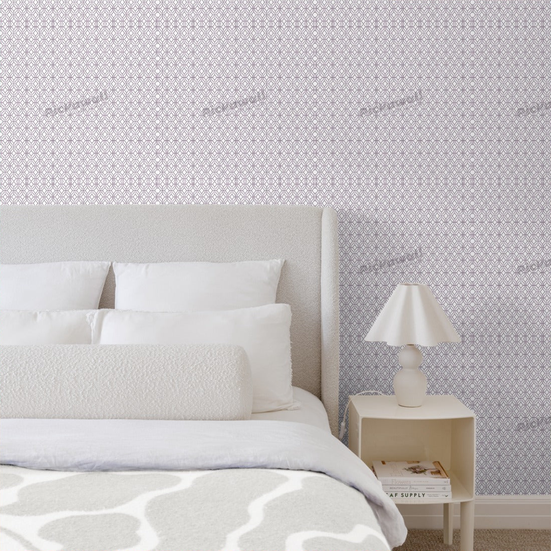 Purple octagon tile pattern, featured on 'The Living Room' - Channel 10 wallpaper in a bedroom - Pickawall