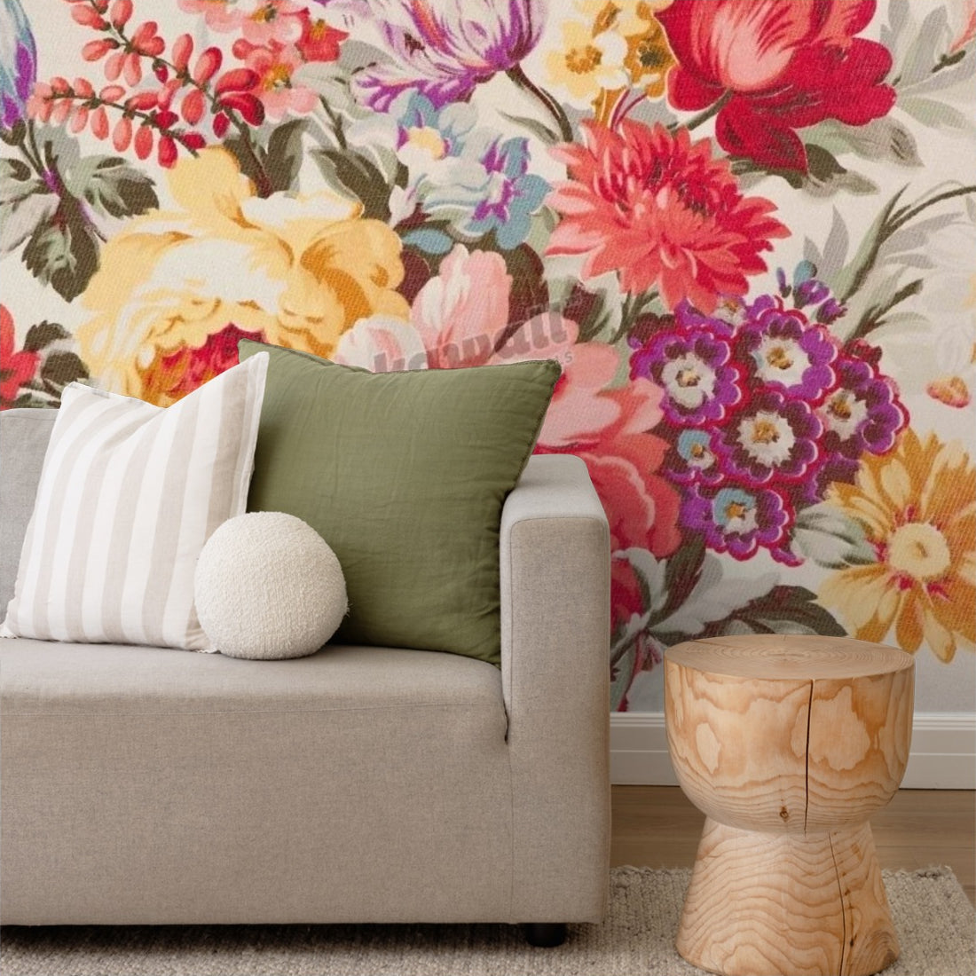 Antique Floral wallpaper in a living room - Pickawall