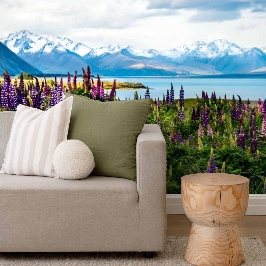 Lavender Mountains wallpaper in a living room - Pickawall
