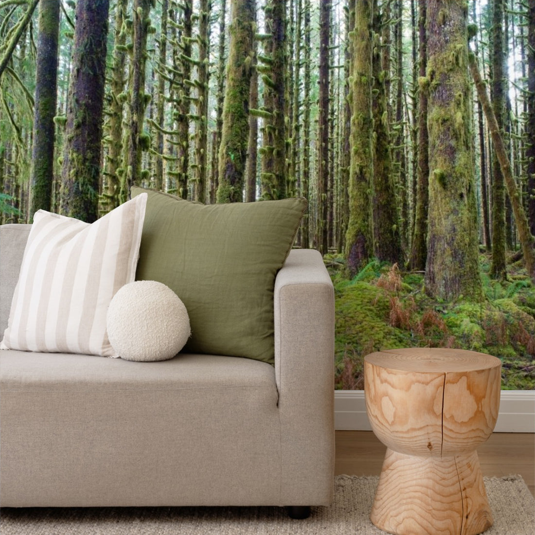 Cedar Trees Deep Forest wallpaper in a living room - Pickawall