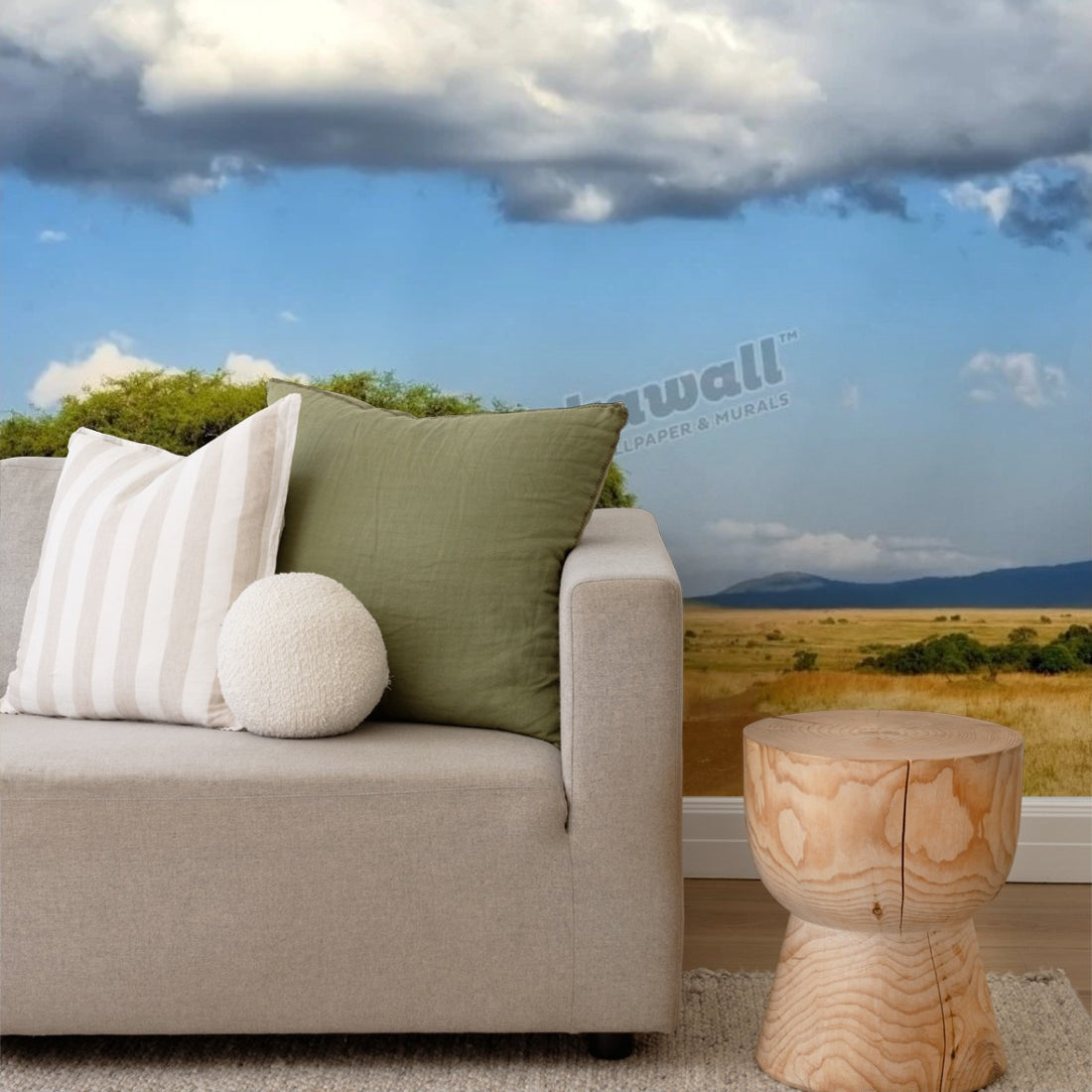 South African Tree landscape wallpaper in a living room - Pickawall