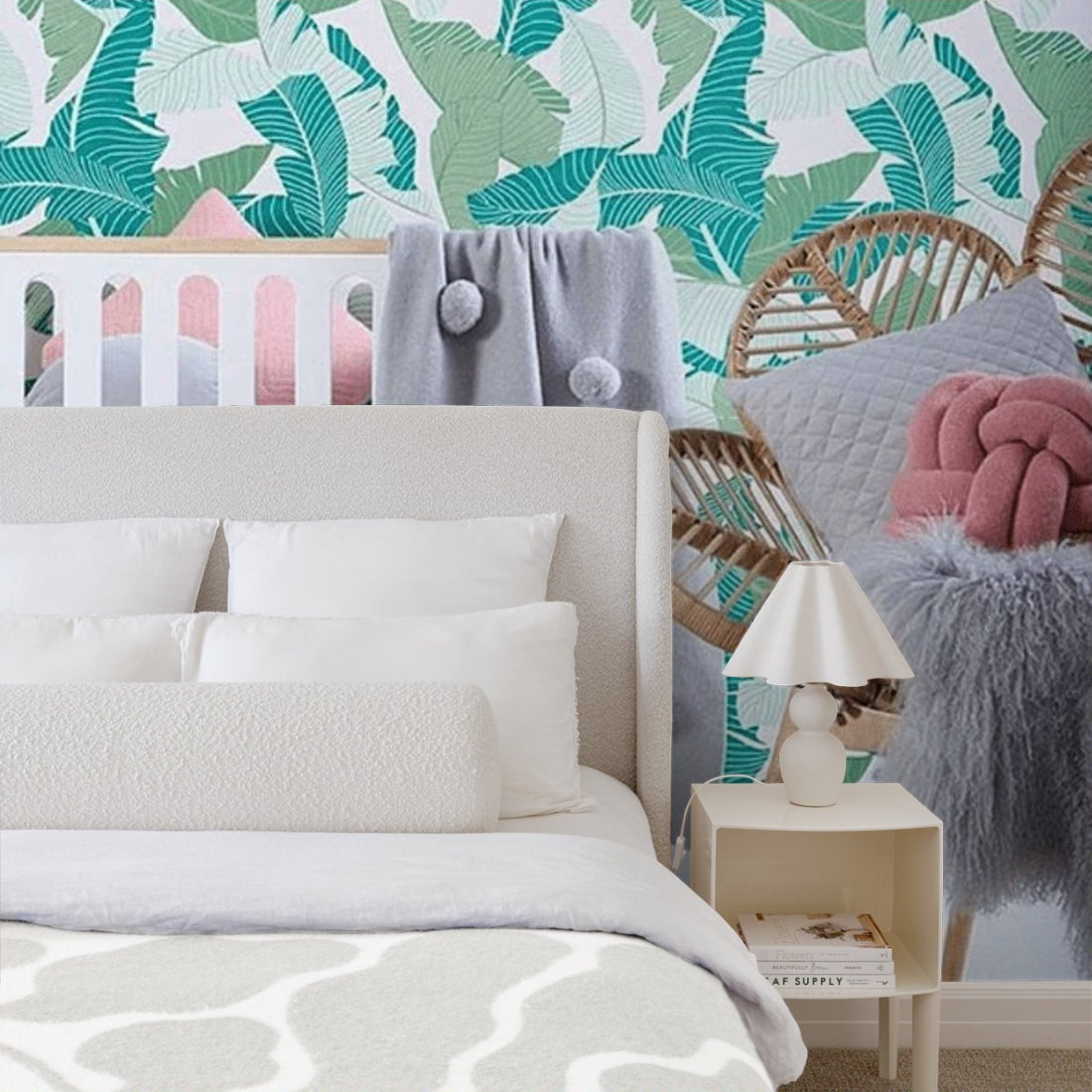Banana Leaf Nursery wallpaper in a bedroom - Pickawall