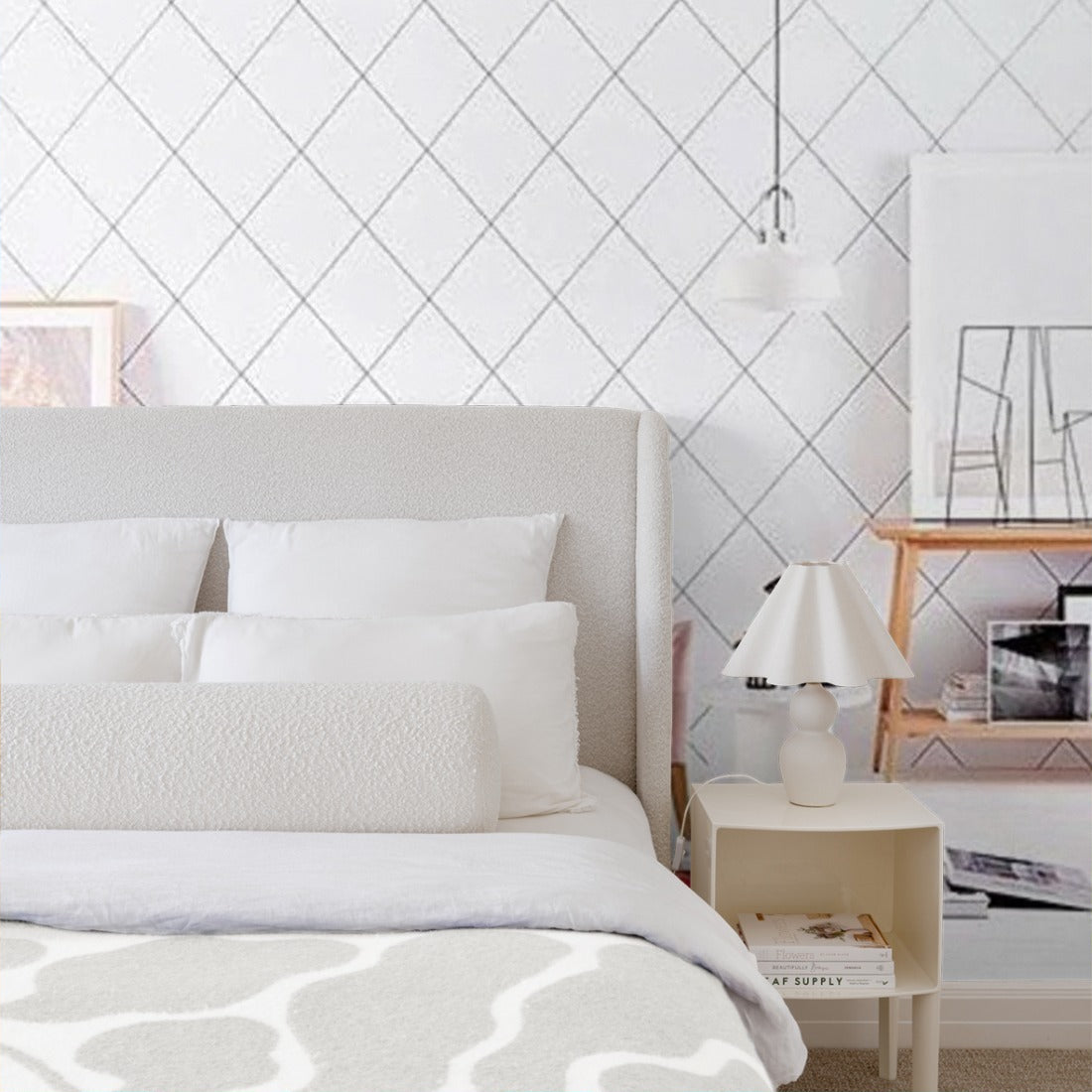 diamond lounge room wallpaper in a bedroom - Pickawall