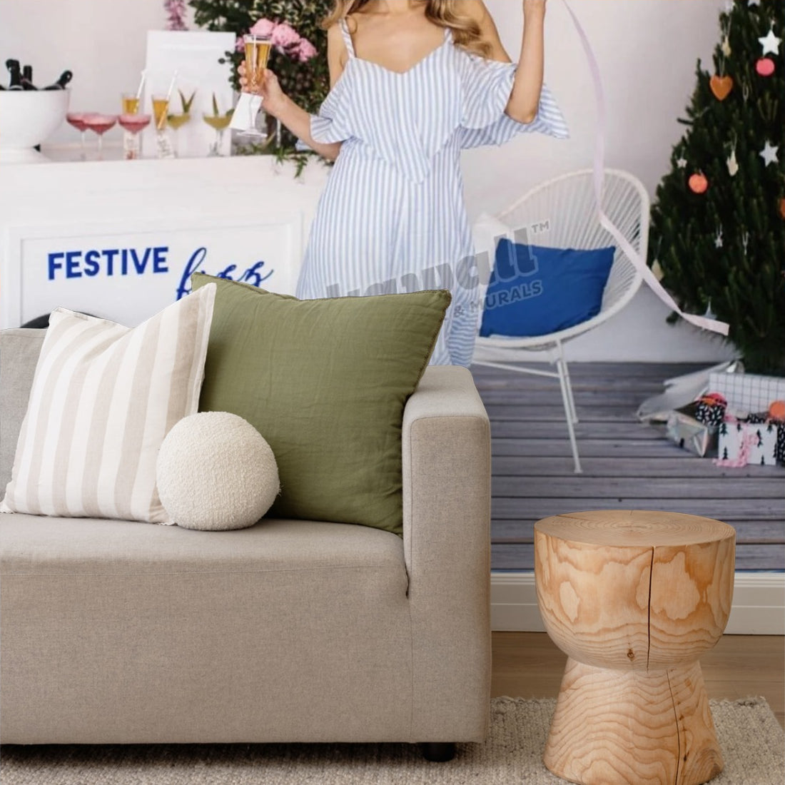 Clear Blue Water wallpaper in a living room - Pickawall
