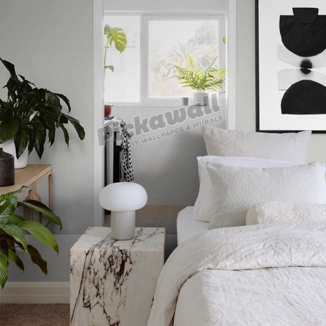 Oak Floor Boards wallpaper in a bedroom - Pickawall