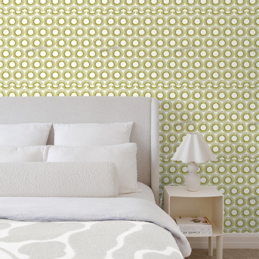 Golden Spirals by Loren Shoemark wallpaper in a bedroom - Pickawall