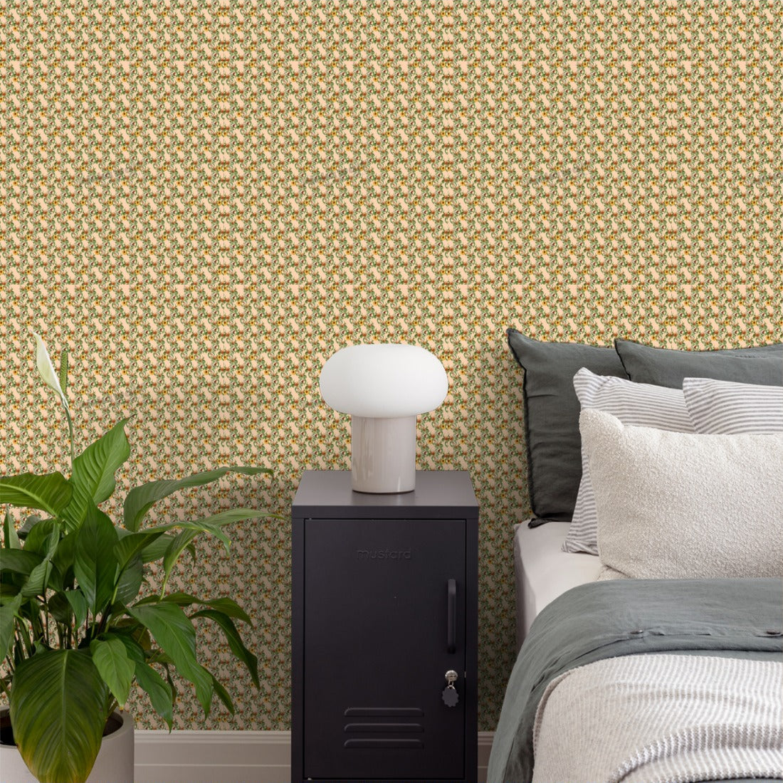 Just Peachy by Loren Shoemark wallpaper in a bedroom - Pickawall