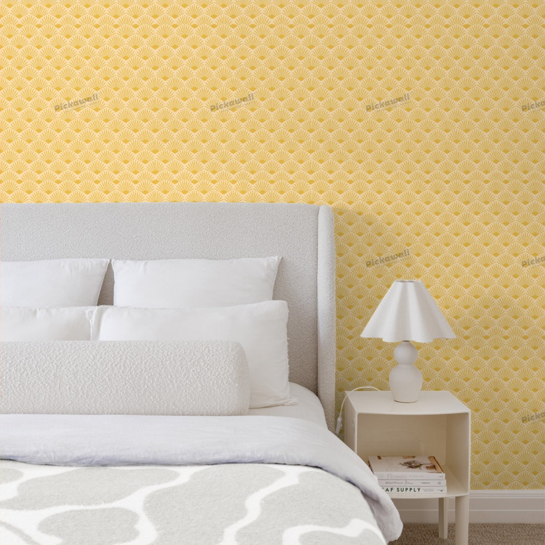Sunny Fields Bright by Loren Shoemark wallpaper in a bedroom - Pickawall