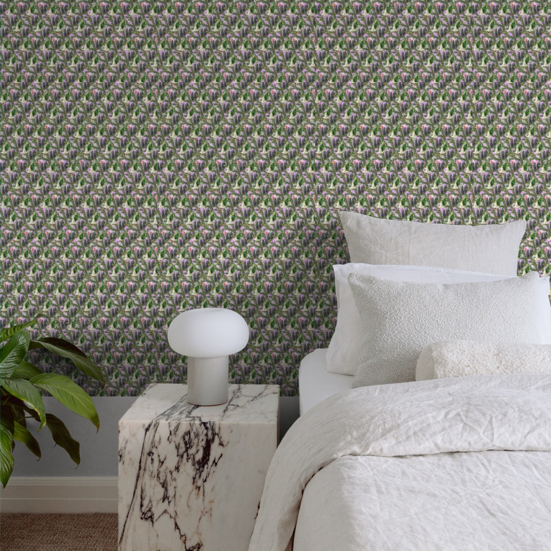 Springtime in Mauve by Loren Shoemark wallpaper in a bedroom - Pickawall