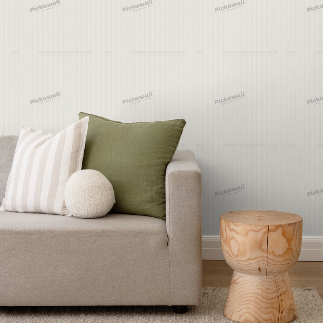 Linen Pinstripes wallpaper in a living room - Pickawall