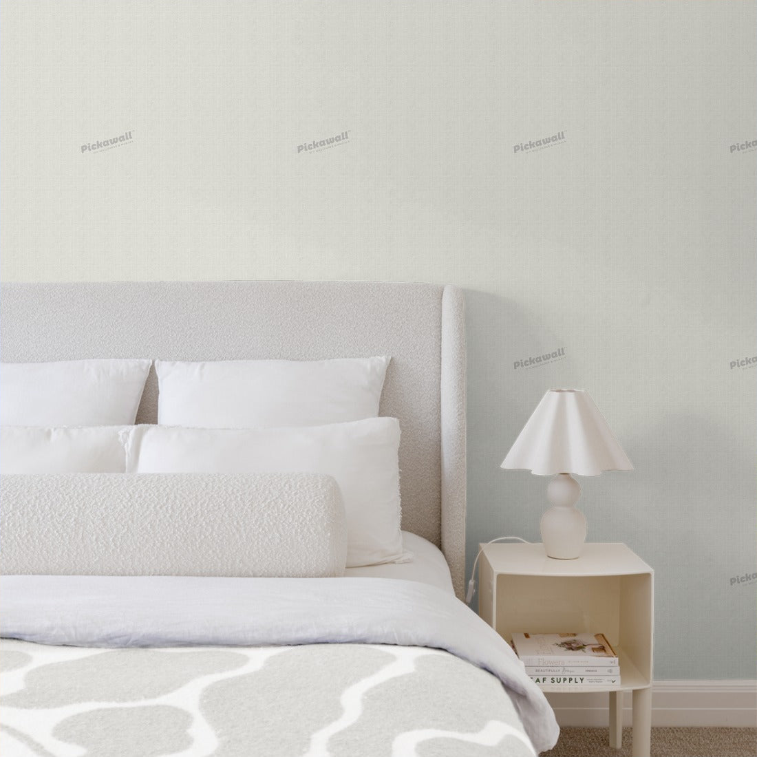 Linen Pinstripe Wallpaper wallpaper in a bedroom - Pickawall