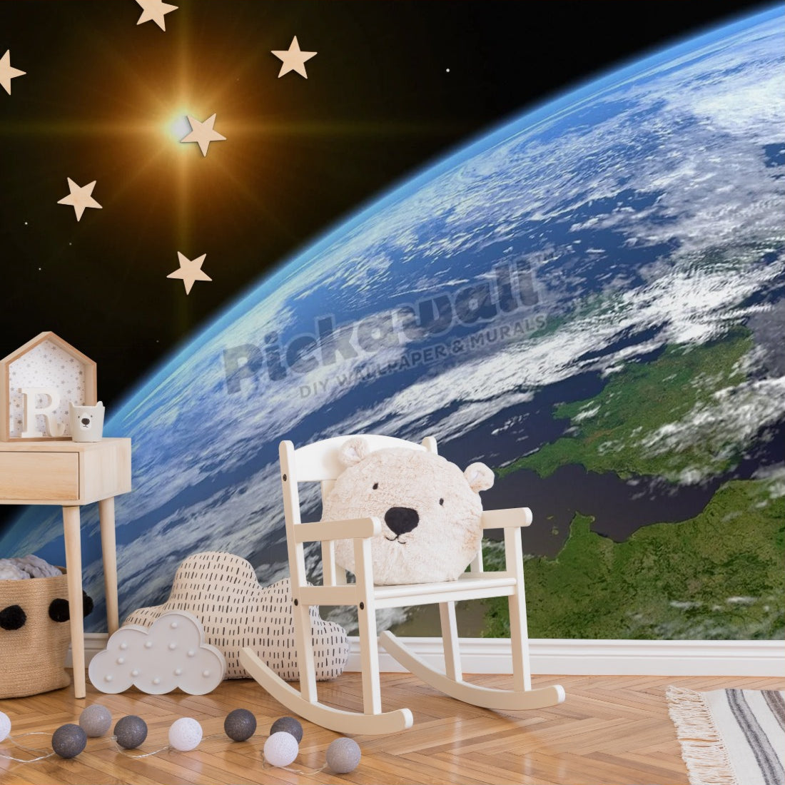 Earth, artwork wallpaper in a nursery - Pickawall