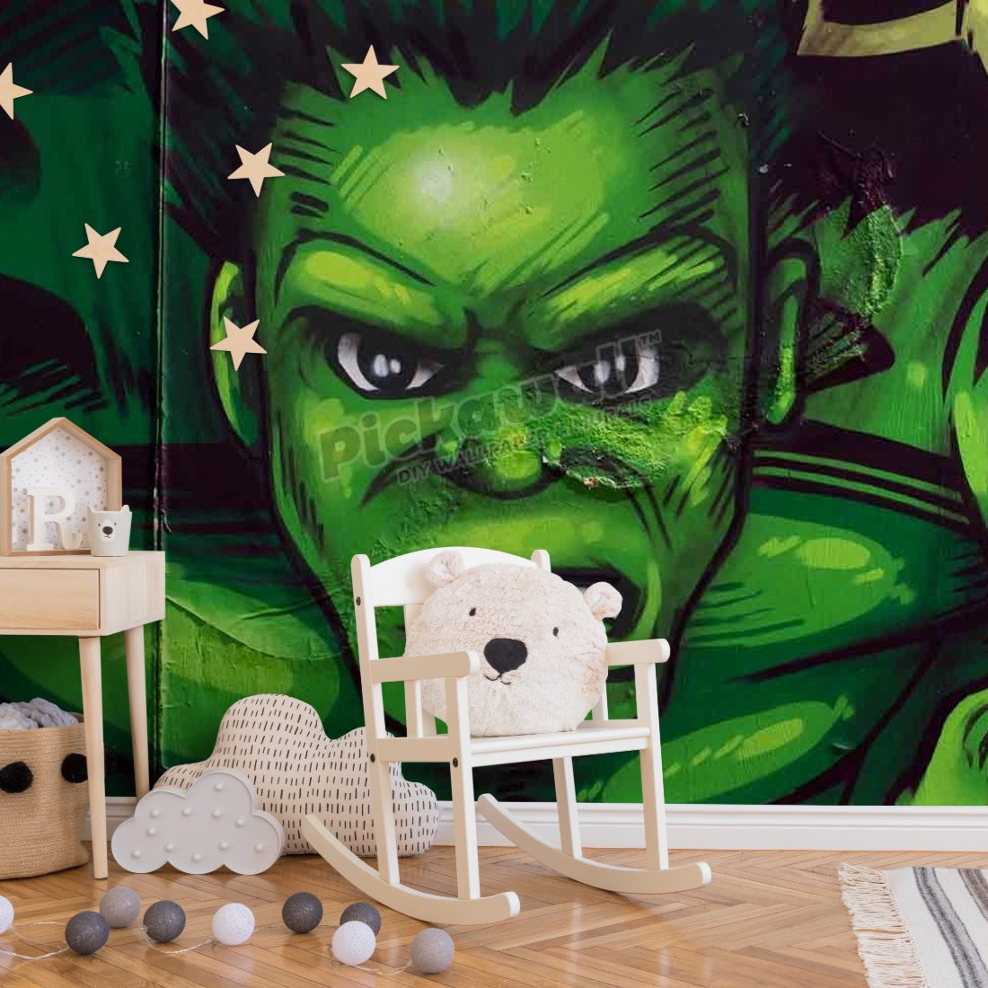 Hulk Graffiti wallpaper in a nursery - Pickawall