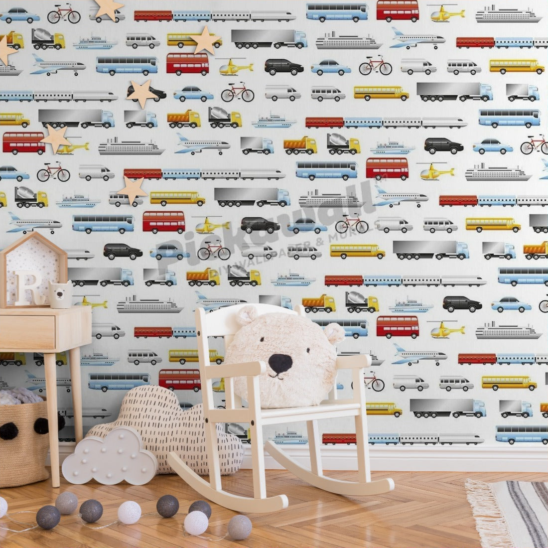 Transport Pattern wallpaper in a nursery - Pickawall