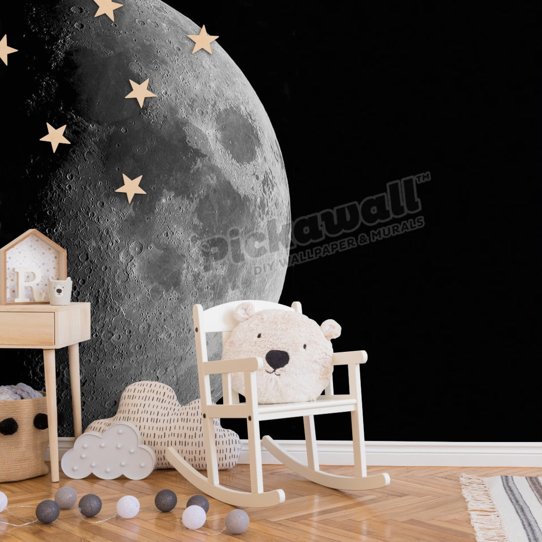 Surface of The Moon wallpaper in a nursery - Pickawall