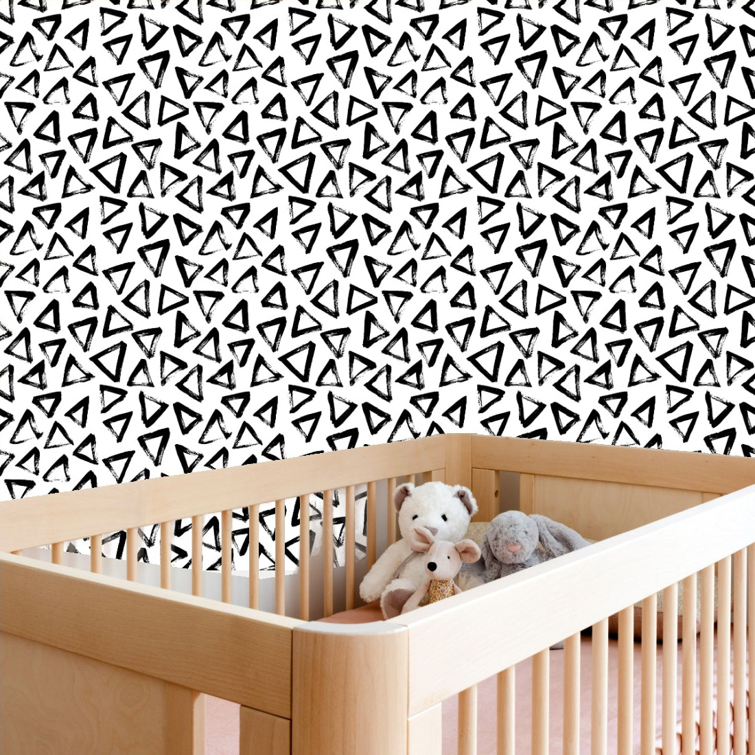 Hand Drawn Triangles wallpaper in a nursery - Pickawall