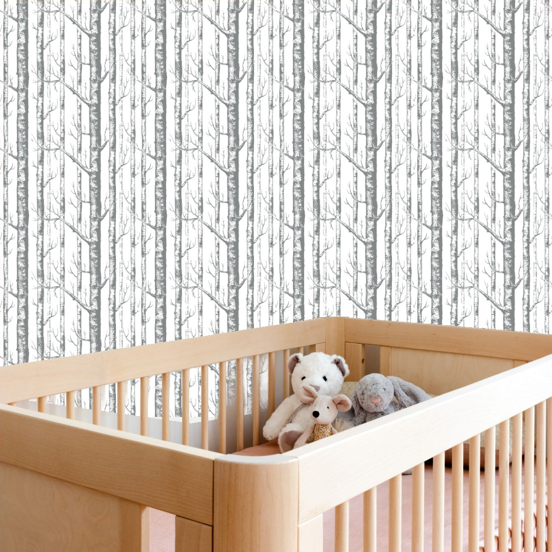 Birch Forest wallpaper in a nursery - Pickawall