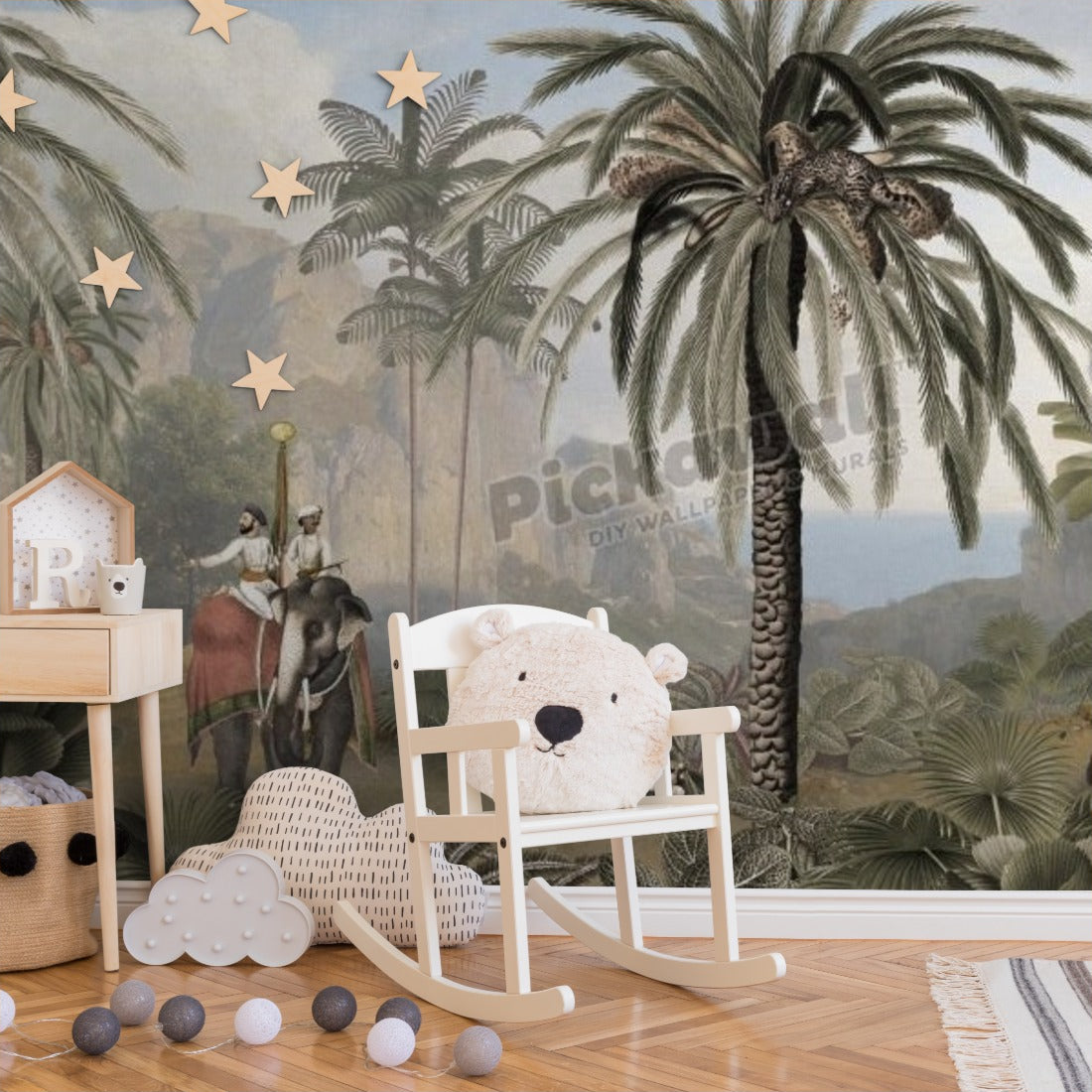 Elephant Elegance by Sir Edward wallpaper in a nursery - Pickawall