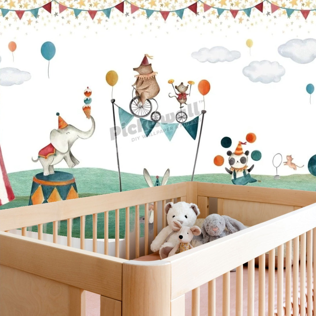 Crazy Circus by Oliver Robins wallpaper in a nursery - Pickawall