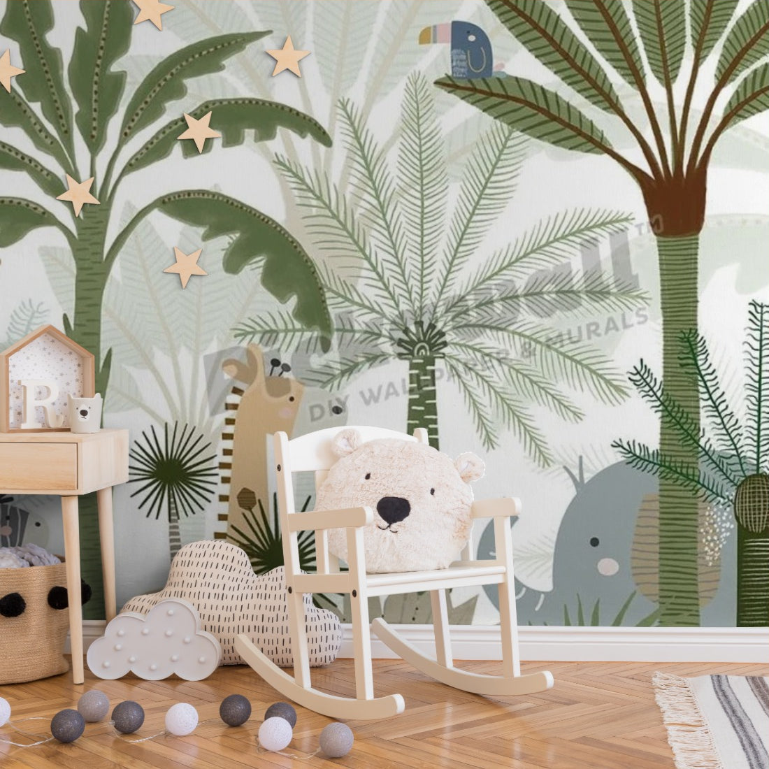 Jungle Joy by Oliver Robins wallpaper in a nursery - Pickawall