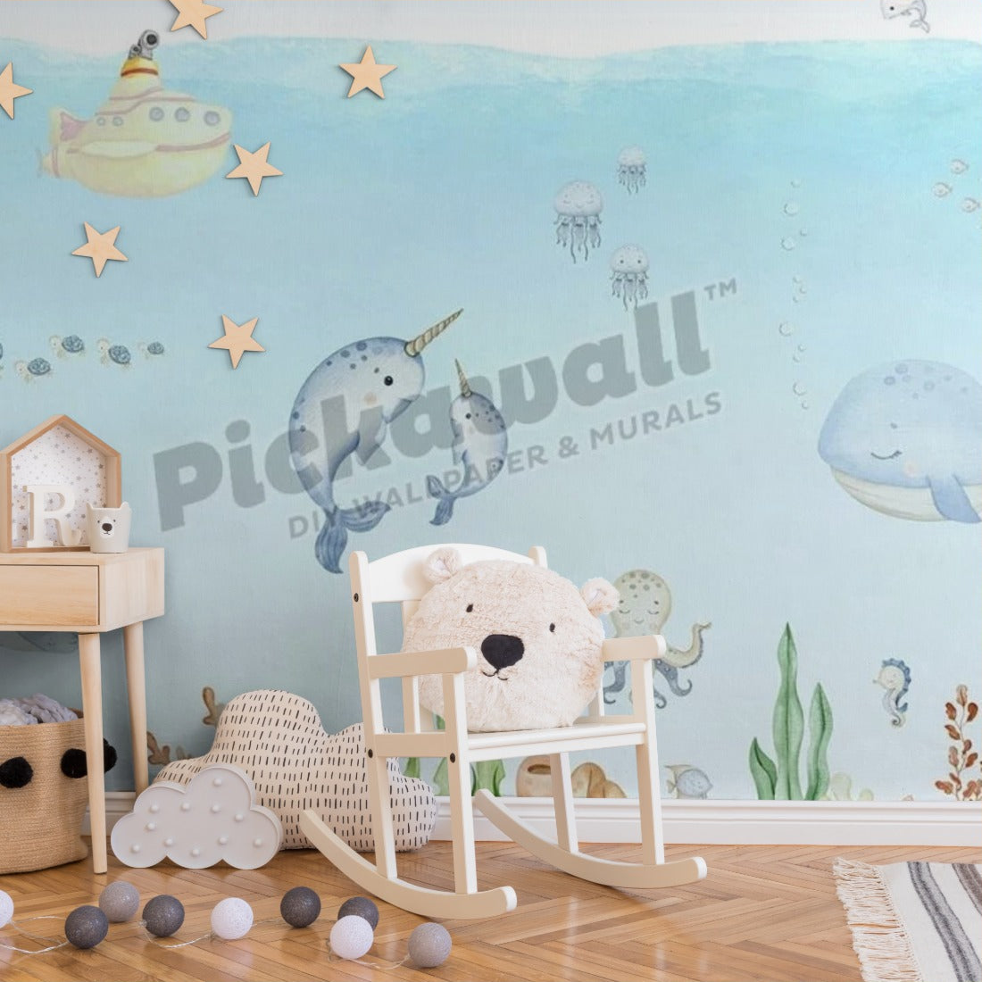 Ocean Joy by Oliver Robins wallpaper in a nursery - Pickawall